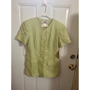 Duchess Isabel button up lime green short sleeved jacket size Small